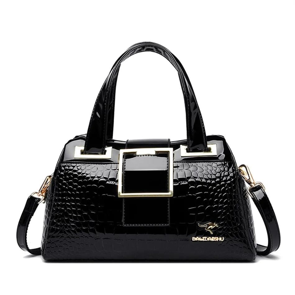 Large Capacity Crocodile Pattern 2 Layer Luxury Handbags for Women