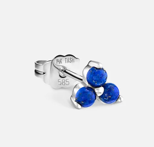 Large Lapis Trinity Stud threaded Earring