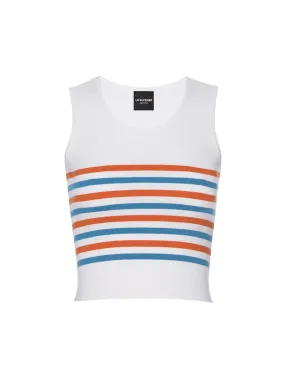 Le Superbe Tanks A Lot Stripe in White/Orange/Blue