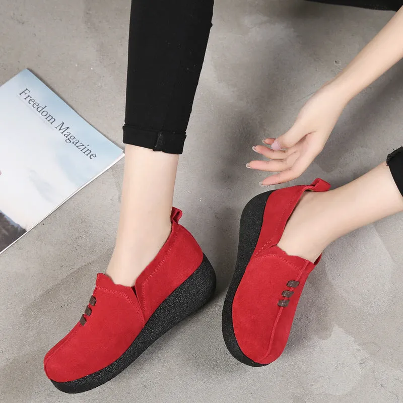 Libiyi Round toe fly woven mesh thick sole ladies casual shoes