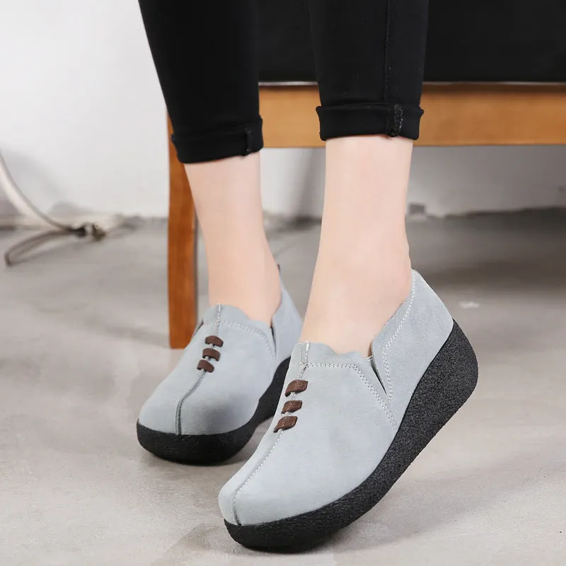 Libiyi Round toe fly woven mesh thick sole ladies casual shoes