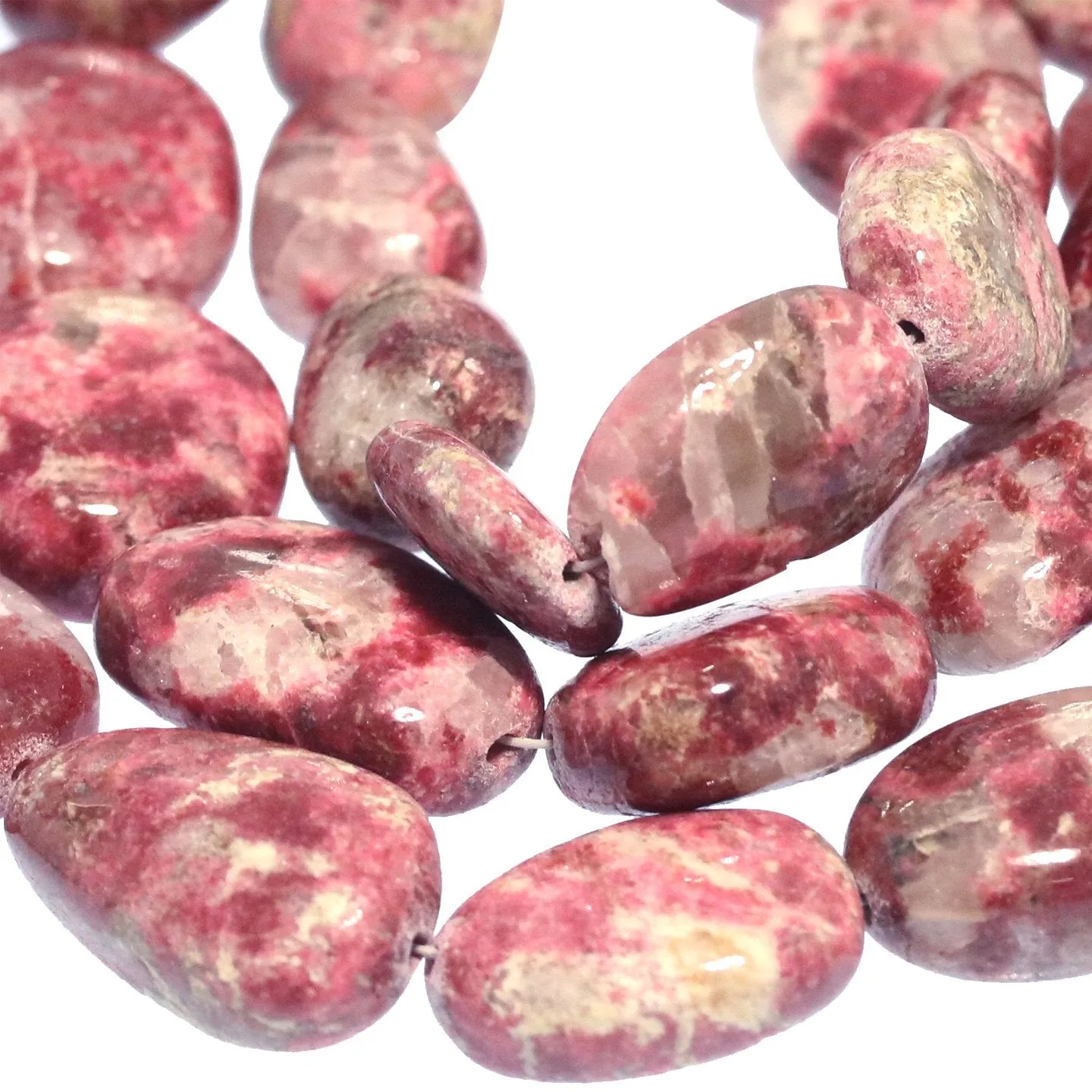 Light Rose Red Thulite Beads {Zoisite} Free Form Ovals 8 Large 12X15-16Mm,