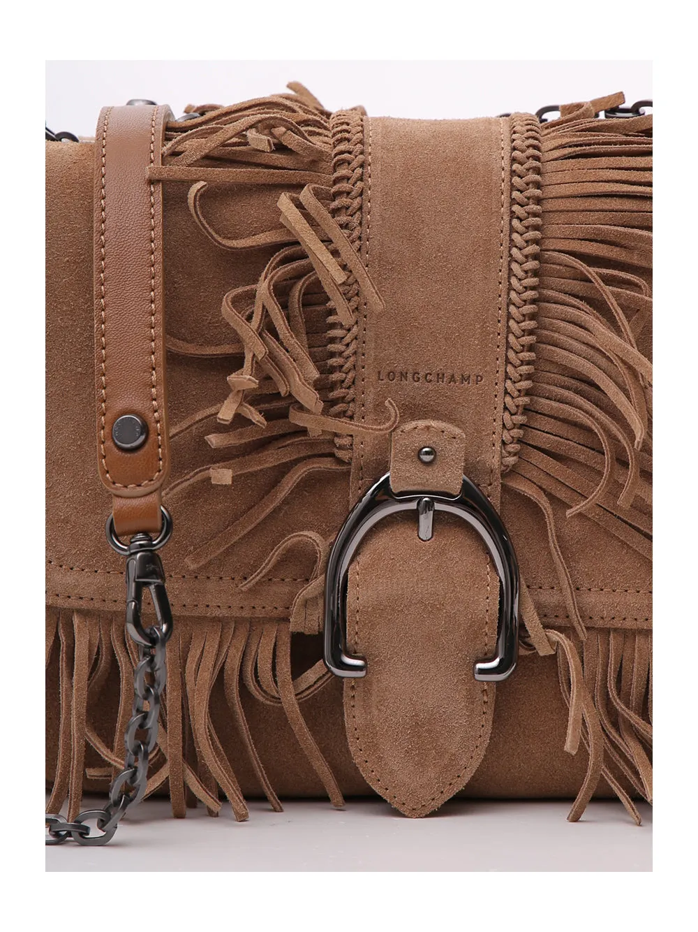 Longchamp Fringed Front Flap Crossbody Bag