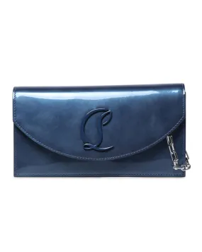 Loubi54 Clutch in Blue Patent