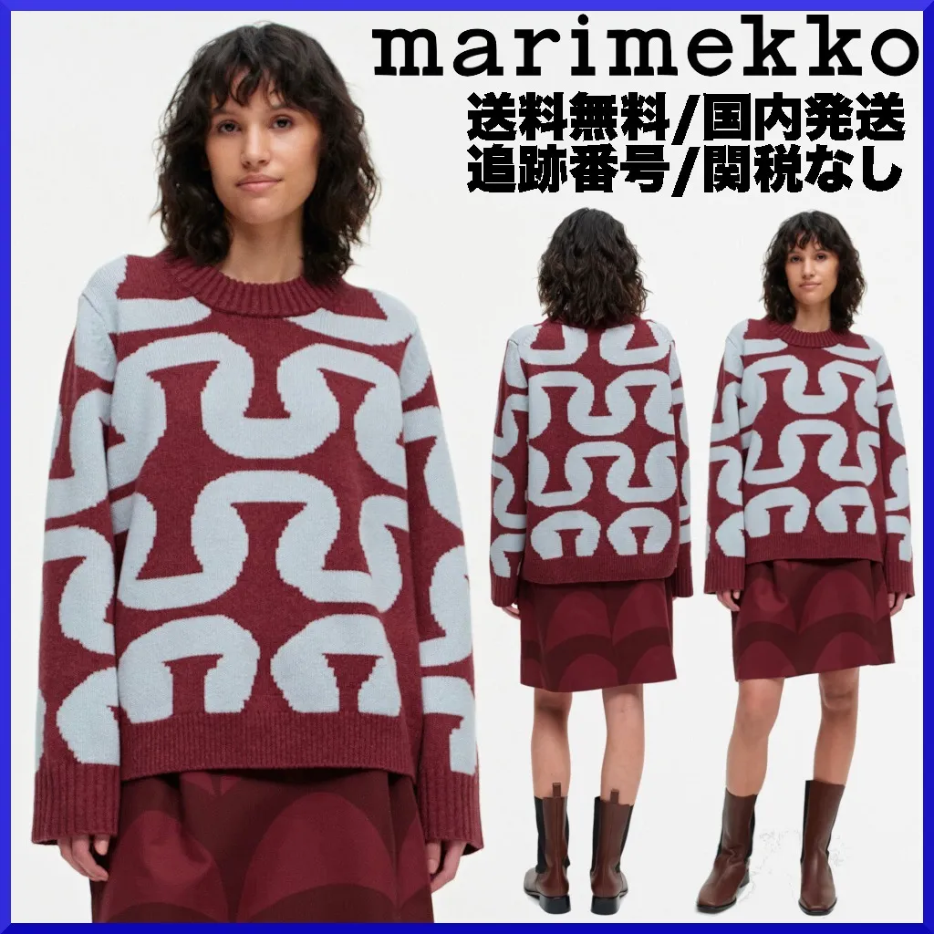 marimekko  |Crew Neck Casual Style Wool Rib Long Sleeves Medium