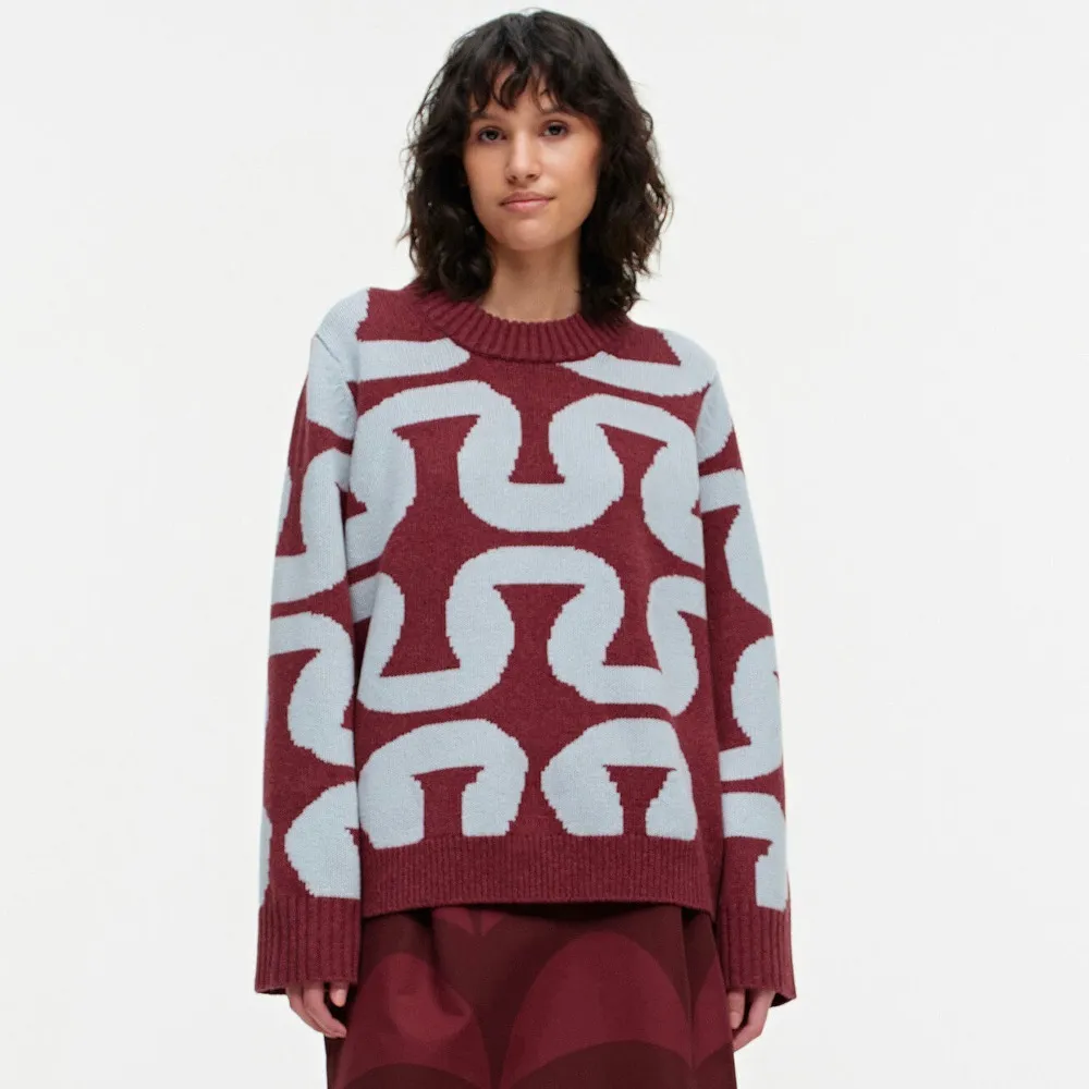 marimekko  |Crew Neck Casual Style Wool Rib Long Sleeves Medium