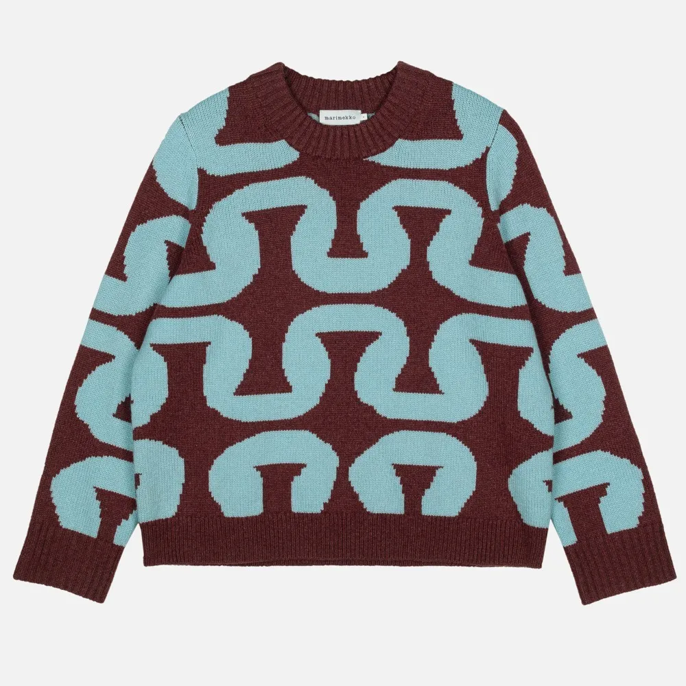 marimekko  |Crew Neck Casual Style Wool Rib Long Sleeves Medium