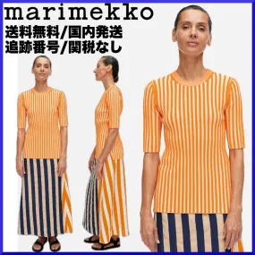 marimekko  |Stripes Casual Style Wool Rib Long Sleeves Plain