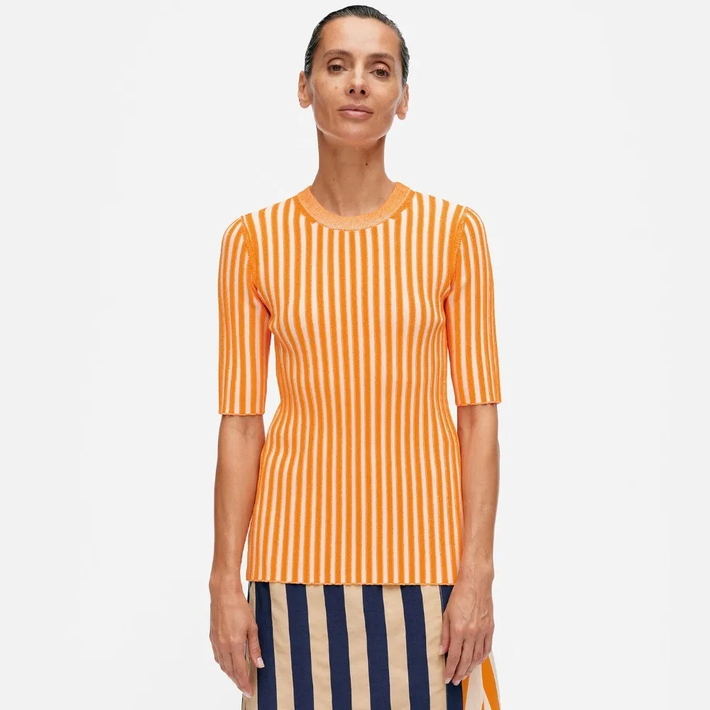 marimekko  |Stripes Casual Style Wool Rib Long Sleeves Plain