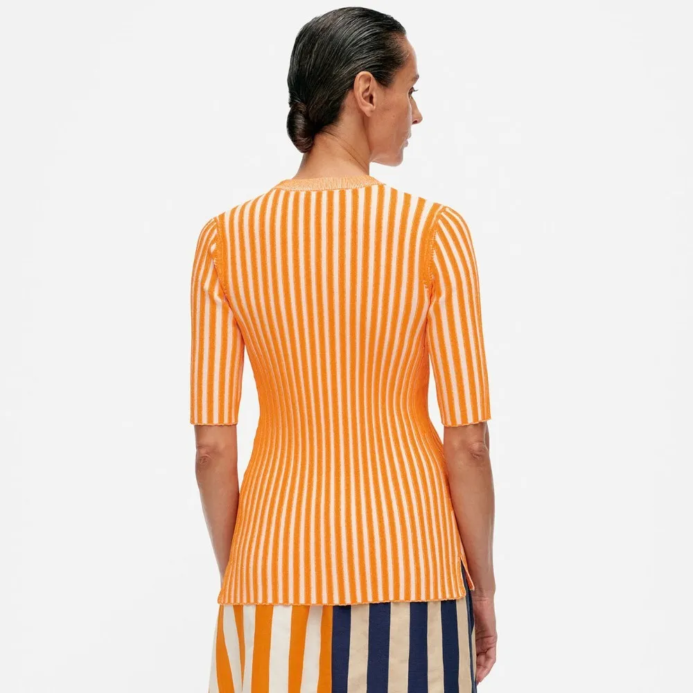 marimekko  |Stripes Casual Style Wool Rib Long Sleeves Plain