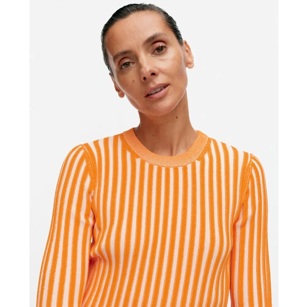 marimekko  |Stripes Casual Style Wool Rib Long Sleeves Plain