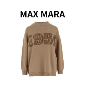 MaxMara  |Casual Style Wool Street Style Long Sleeves Logo