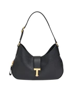 Medium Tara Crazy Grain Leather Bag in Black