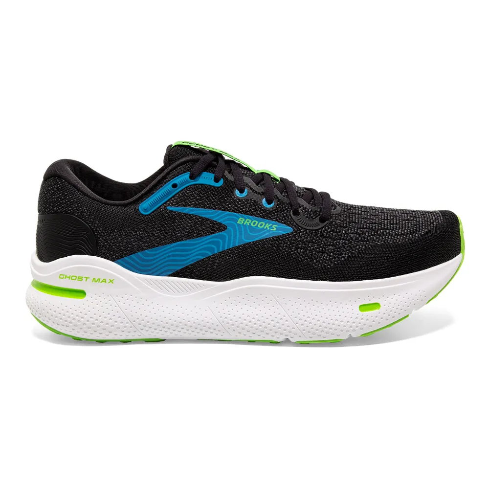 Men's Brooks Ghost Max, Black/Atomic Blue/Jasmine, 9 4E Extra Wide