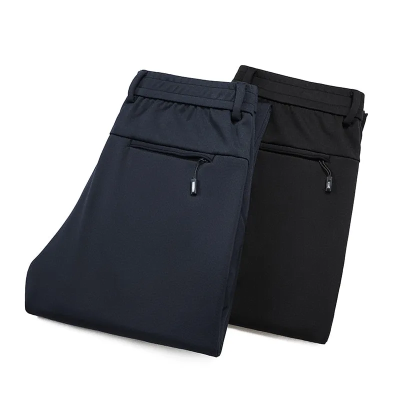 Men's Casual Business Nylon Comfortable Elastic Waist Straight Pants