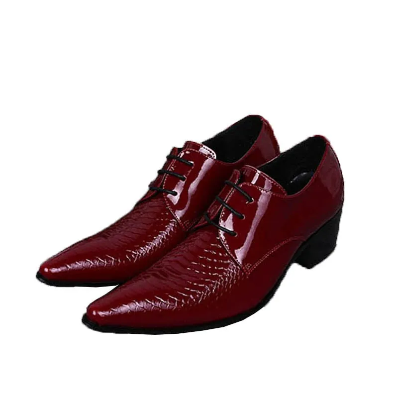 Men's Red Black Casual Genuine Leather Lace-Up Breathable Oxford Shoes