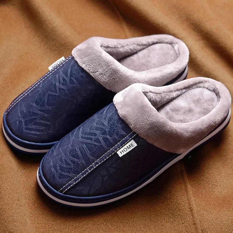 Men's Winter Warm Solid Pattern Non-Slip Low Heel House Slippers