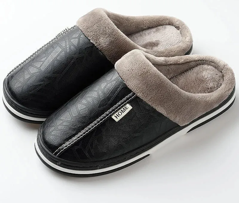 Men's Winter Warm Solid Pattern Non-Slip Low Heel House Slippers