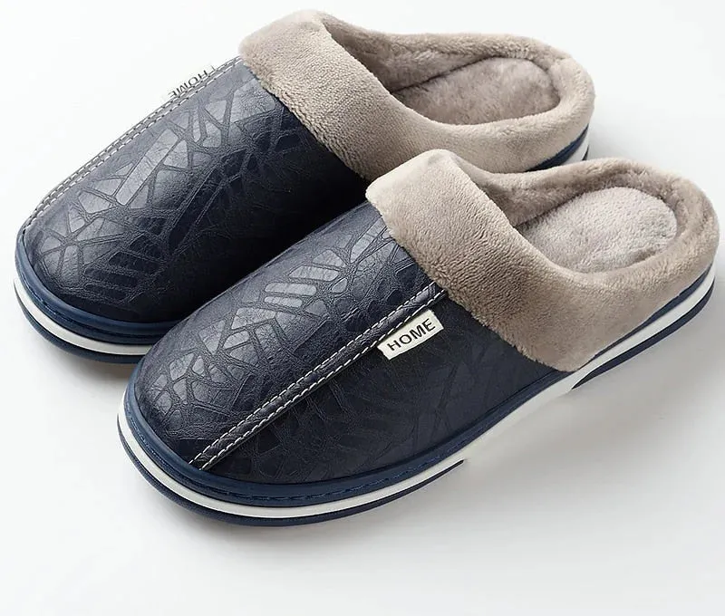 Men's Winter Warm Solid Pattern Non-Slip Low Heel House Slippers