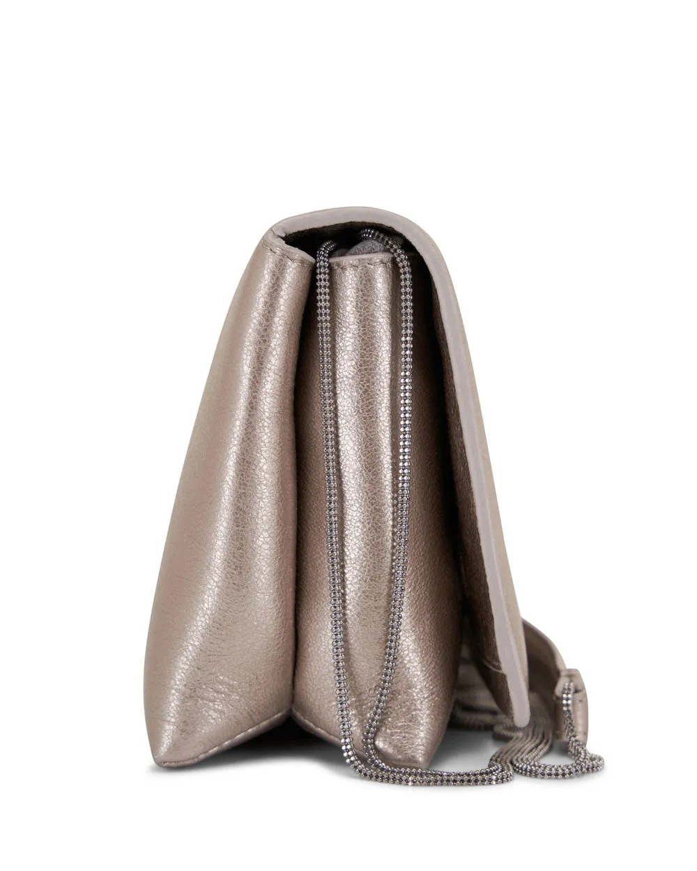 Metallic Shoulder Strap Bag in Pearl