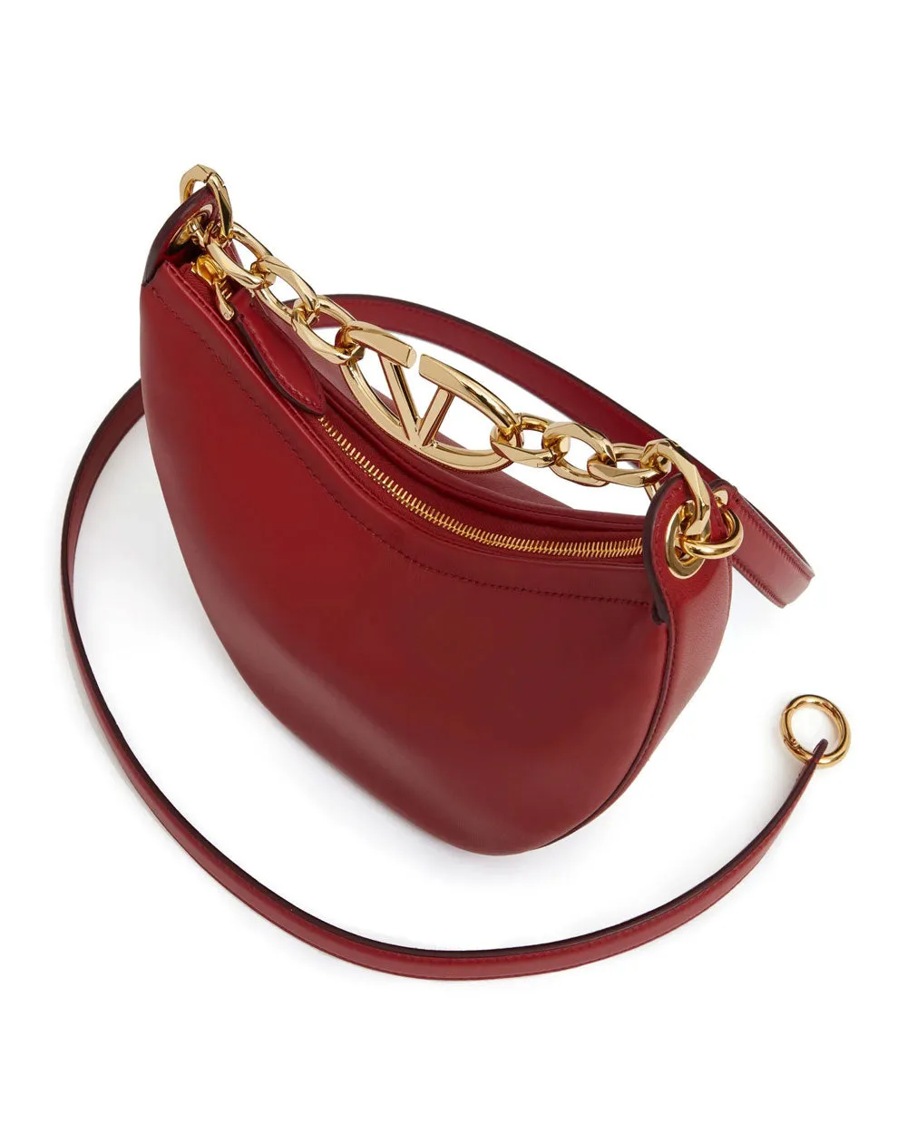 Mini Moon Vlogo Hobo Bag in Rosso