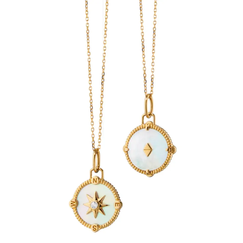 Monica Rich Kosann 18k Gold Mini Adventure Compass Charm Necklace