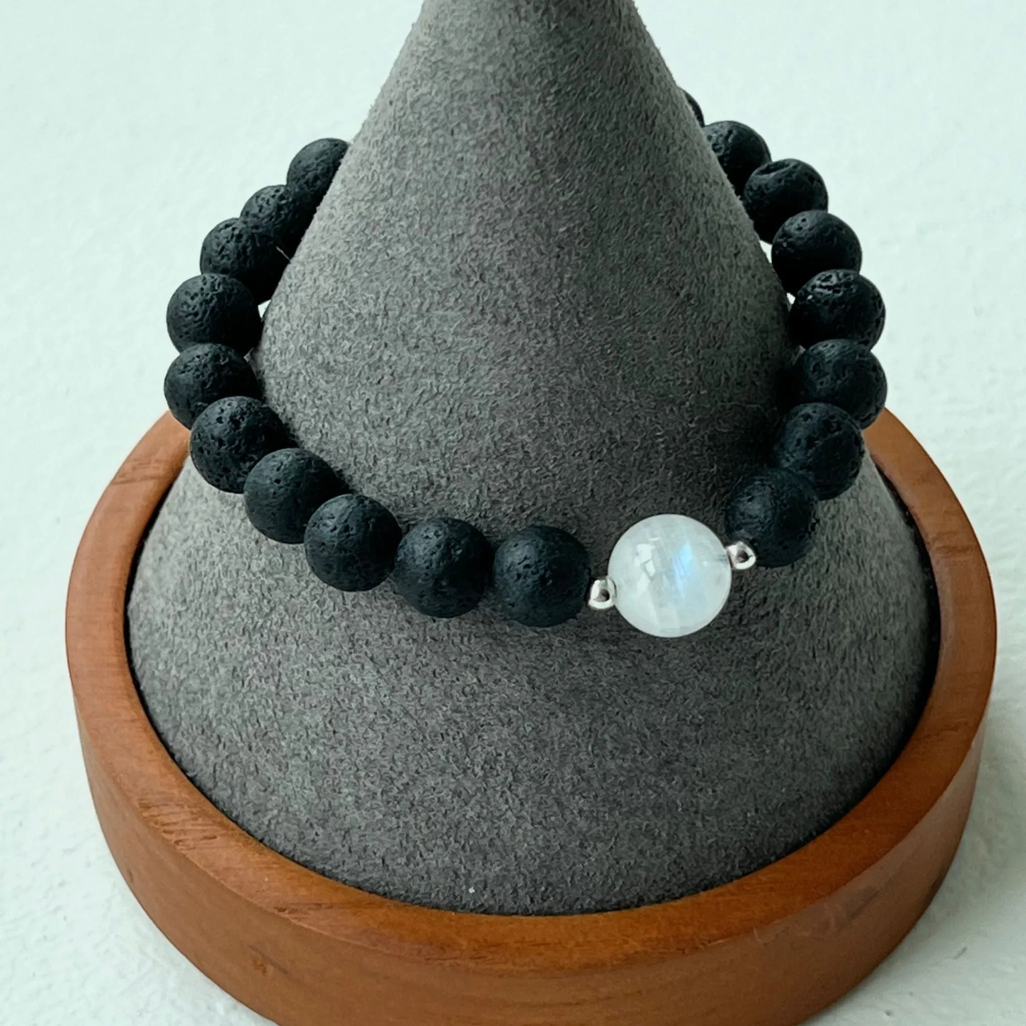 Moonstone & Lavastone Men Bracelet