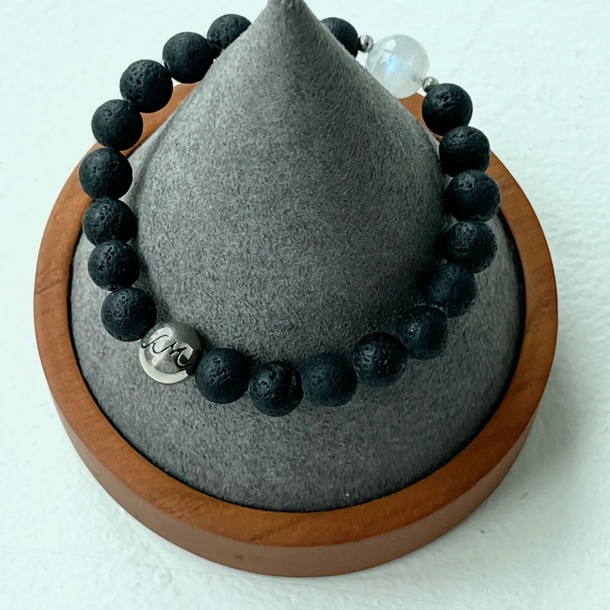 Moonstone & Lavastone Men Bracelet