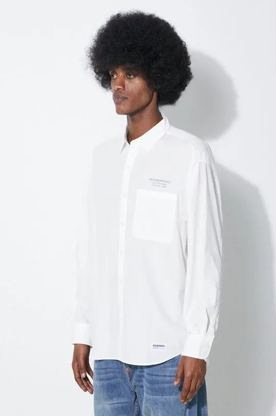 NEIGHBORHOOD cotton shirt Trad men's white color 241SPNH.SHM01