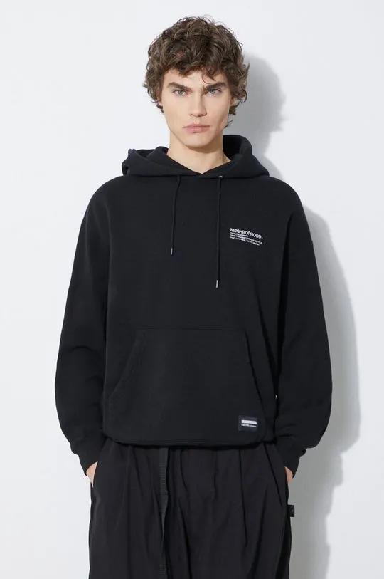 NEIGHBORHOOD cotton sweatshirt Plain Sweat Parka men's black color hooded 241FPNH.CSM02