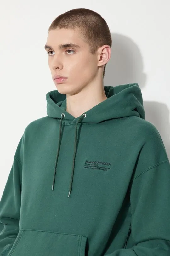 NEIGHBORHOOD cotton sweatshirt Plain Sweat Parka men's green color hooded 241FPNH.CSM02