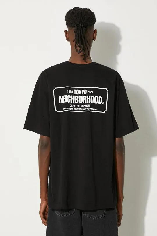 NEIGHBORHOOD t-shirt Tee SS-1 men’s black color smooth 241PCNH.ST01