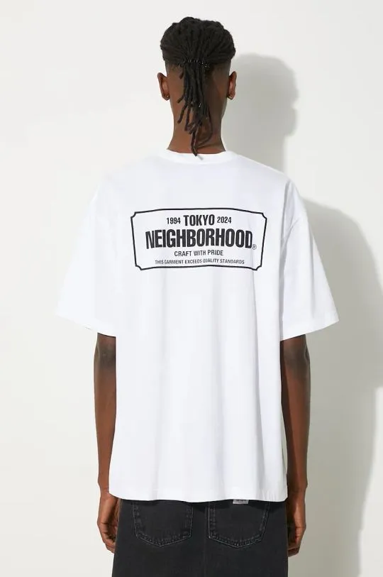 NEIGHBORHOOD t-shirt Tee SS-1 men’s white color smooth 241PCNH.ST01