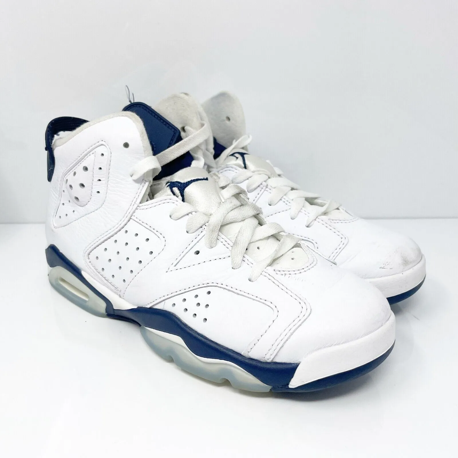 Nike Boys Air Jordan 6 384665-141 White Basketball Shoes Sneakers Size 6Y