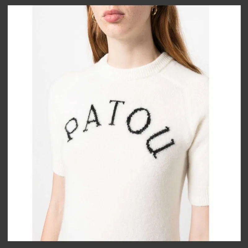 PATOU  |Casual Style Wool Bi-color Plain Short Sleeves Midi