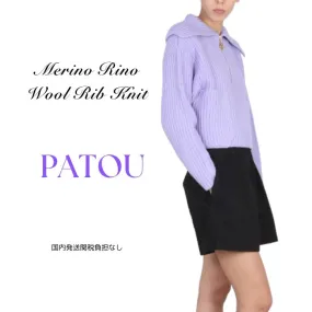 PATOU  |Casual Style Wool Long Sleeves Plain Party Style