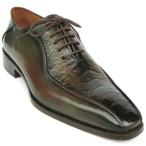 Paul Parkman Genuine Ostrich Leg Bicycle Toe Oxfords Green