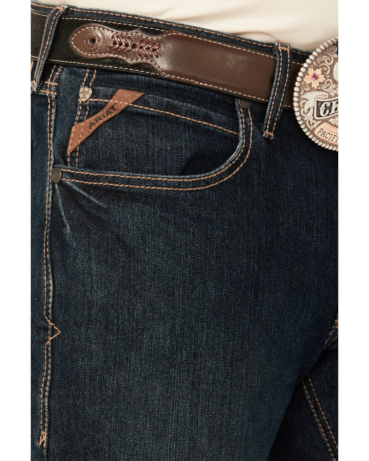 Product Name:  Ariat Men's M4 Blackstone Ray Dark Wash Relaxed Bootcut Pro Series Performance Denim Jeans