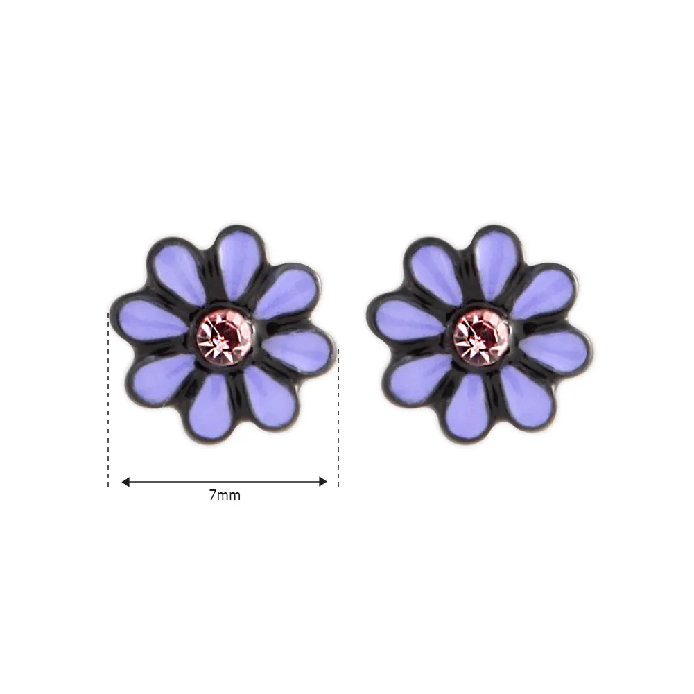 Purple Flower_Tiny Black Coated earrings for Girls