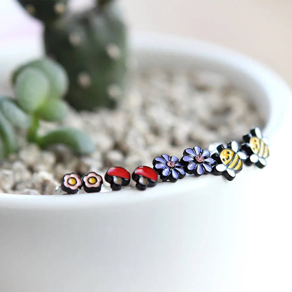 Purple Flower_Tiny Black Coated earrings for Girls