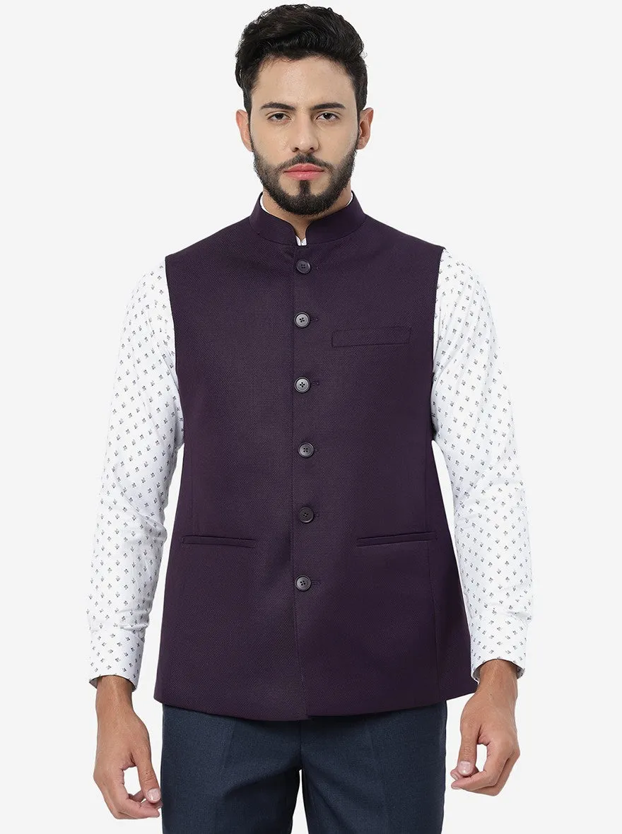 Purple Solid Regular Fit Modi Jacket | JadeBlue