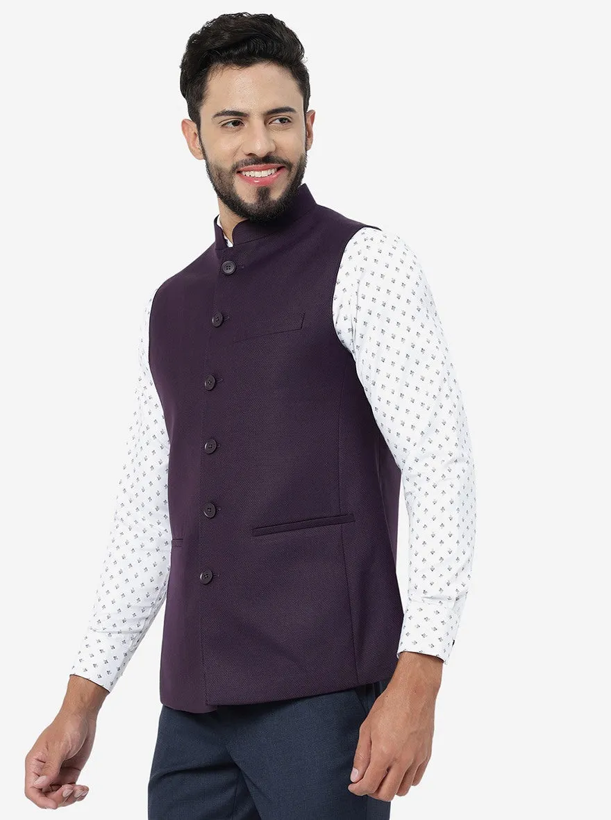 Purple Solid Regular Fit Modi Jacket | JadeBlue