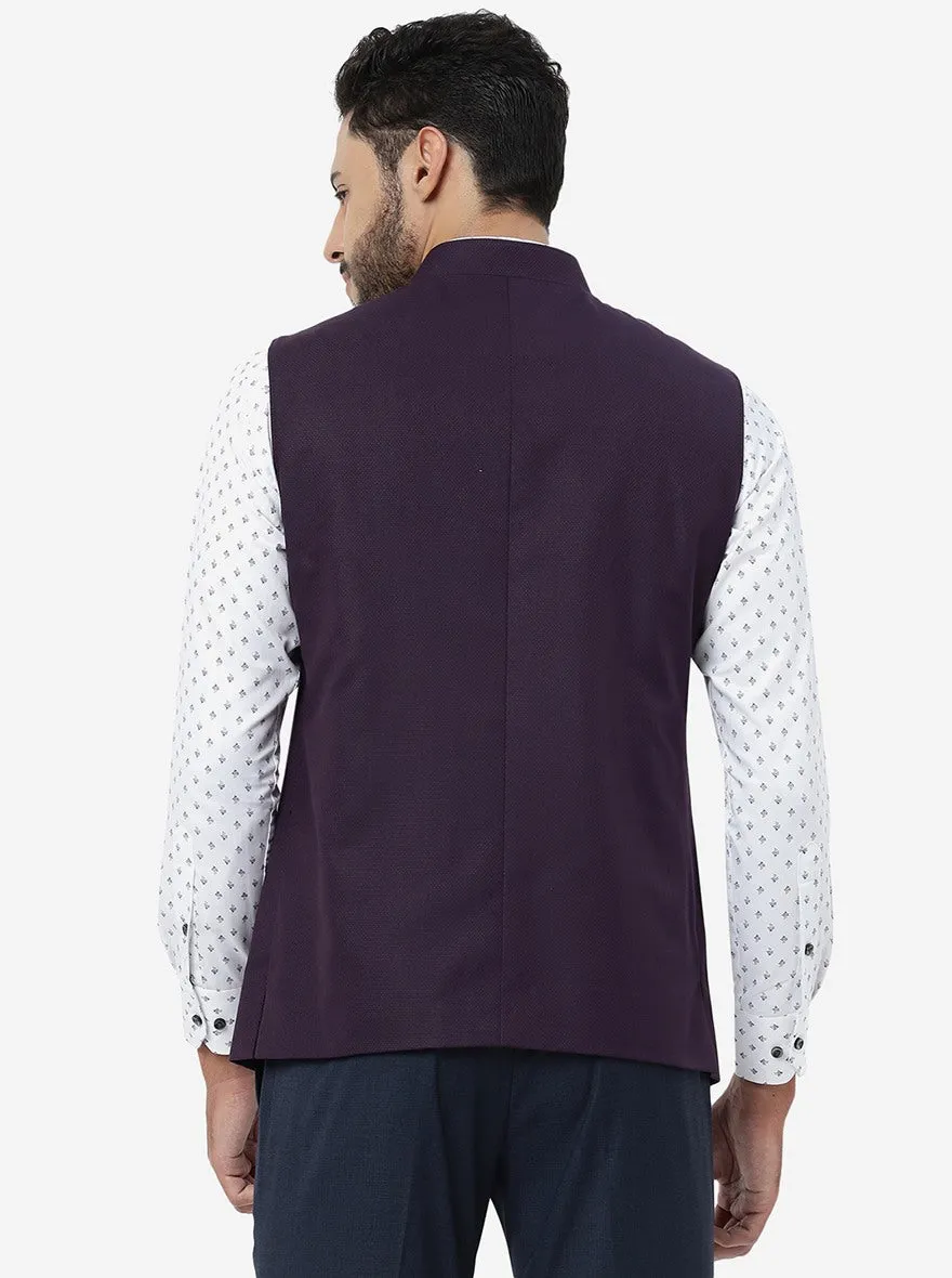 Purple Solid Regular Fit Modi Jacket | JadeBlue