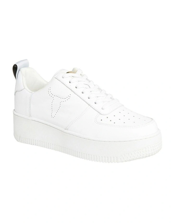 Racerr Leather Platform Sneaker in White