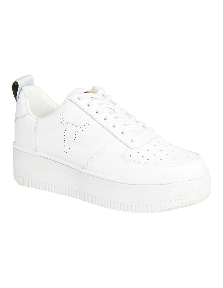 Racerr Leather Platform Sneaker in White