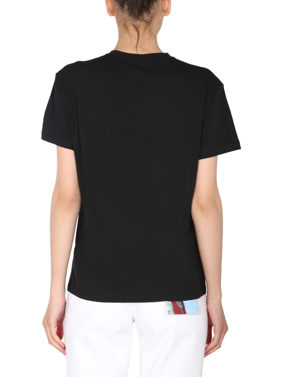 RAF SIMONS      T-SHIRT GIROCOLLO IN JERSEY DI COTONE CON PATCH TEENAGE DREAMS