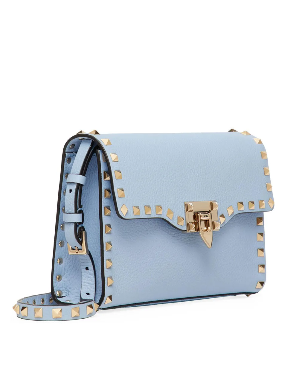 Rockstud Grainy Calfskin Crossbody Bag in Popeline Blue