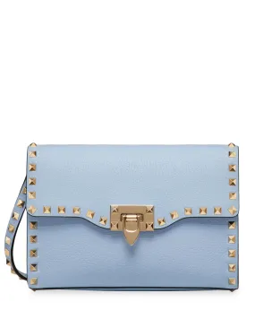 Rockstud Grainy Calfskin Crossbody Bag in Popeline Blue