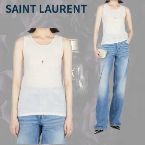 Saint Laurent  |Wool Street Style Plain Logo Tanks & Camisoles