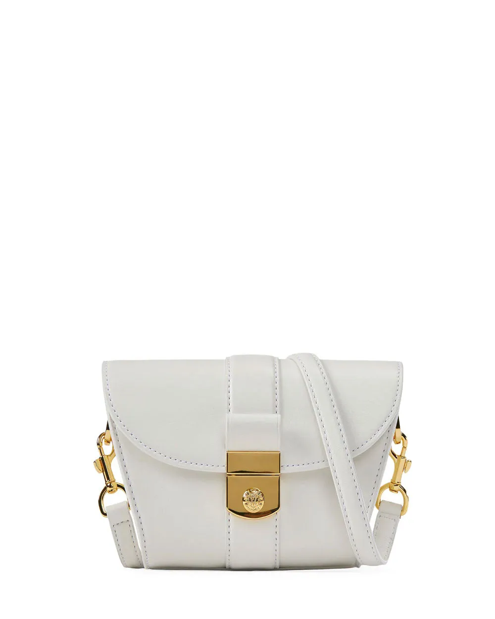 Small Crest Lock Trap Bag in Off White